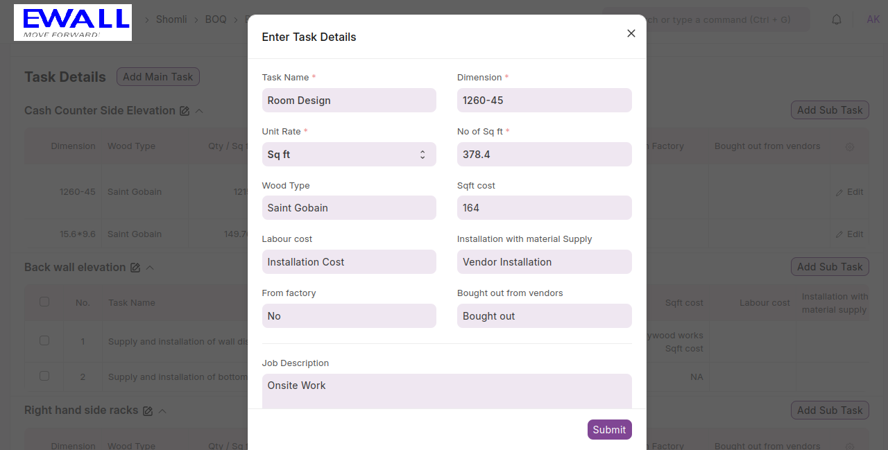 BOQ TASK CREATION